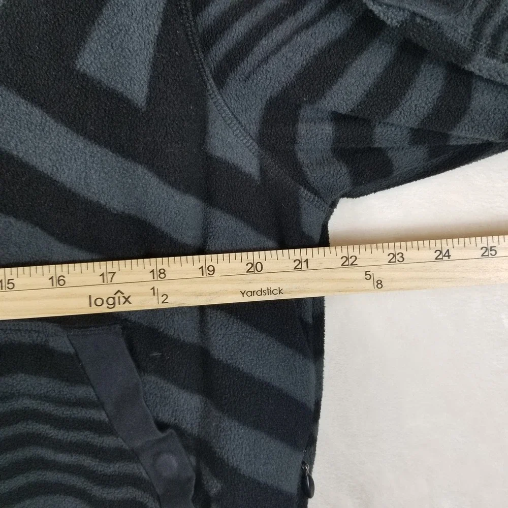 Staple Design‎ TEC Hoodie Mens Medium Black Grey Striped Fleece Knowmatic Kit